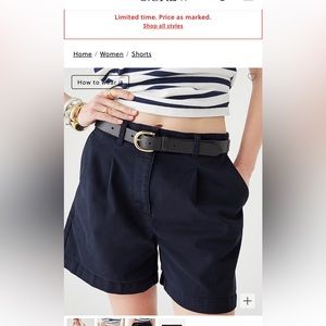 J. Crew Navy Blue Pleated High Rise Capeside Chino Short BQ799 Size 12